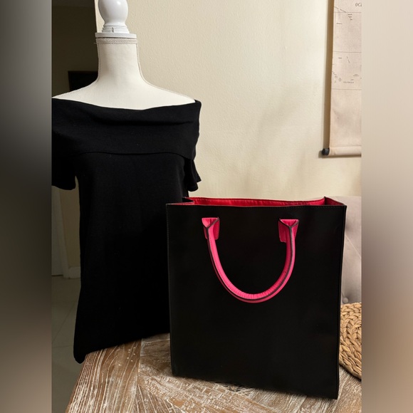 Vince Camuto Handbags - Vince Camuto Bundle -Black and Hot Pink Handled Tote Bag and Vince Black top